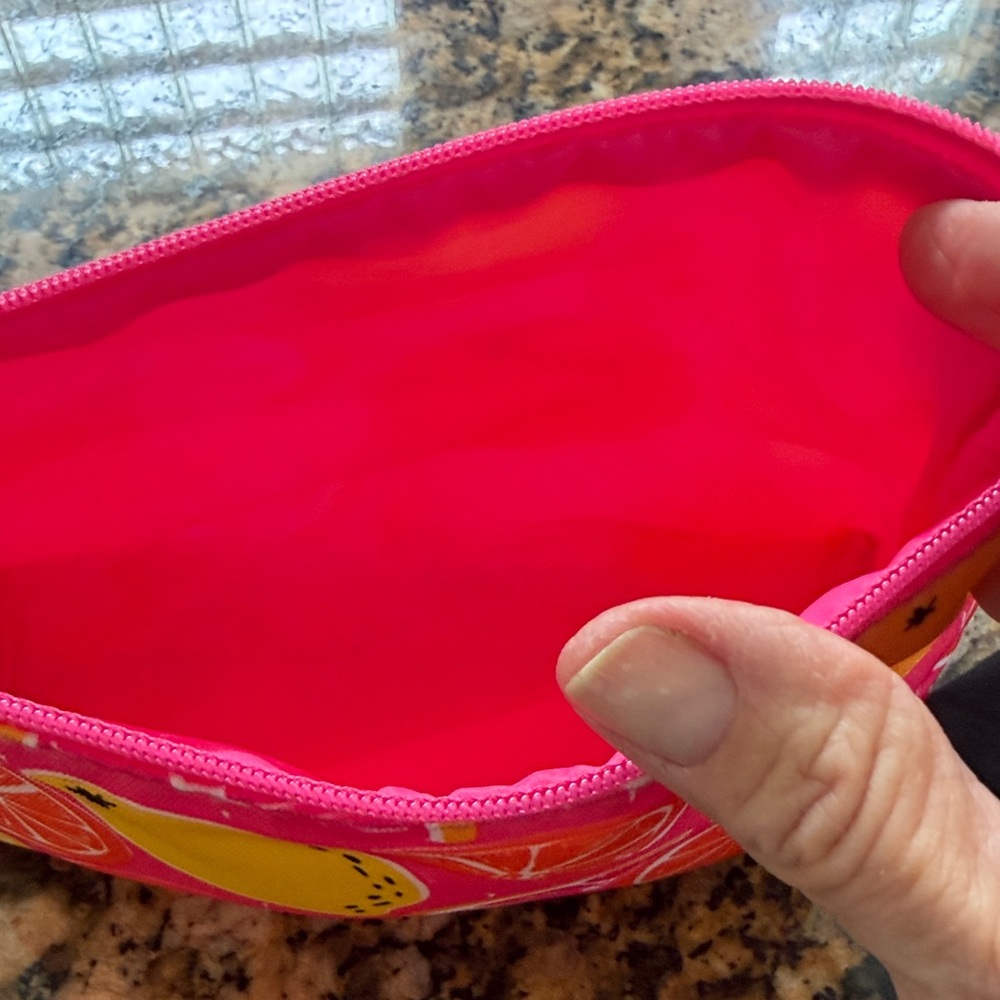 Bright Clinique NWOT Citrus Print Cosmetic Pouch - Pink, Orange, Yellow - Picture 2 of 4